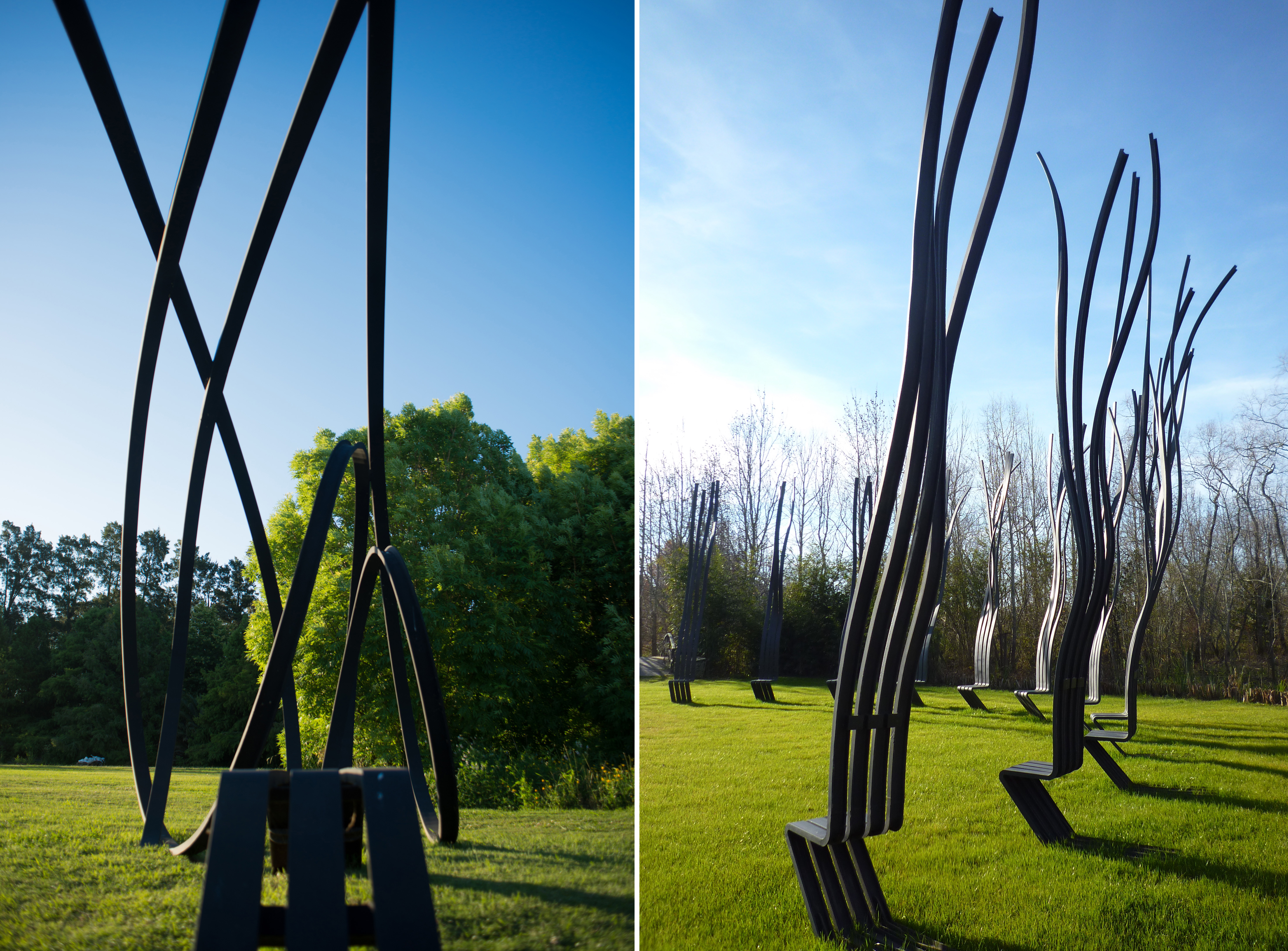 Pablo Reinoso Works - Left: "Talking Bench 188" - Right: Silla de la Aromonia