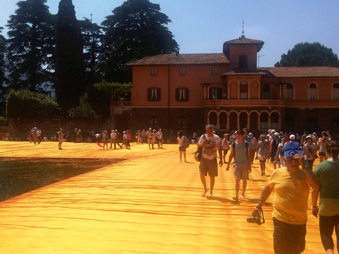 People walking on Floating Peers